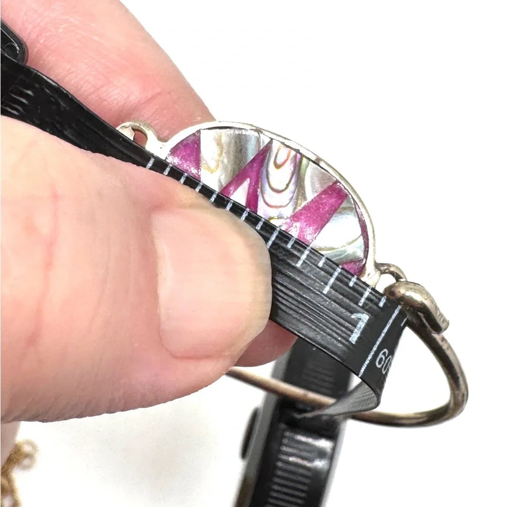 Vintage Alpaca Silver Bangle Bracelet with Mother-of-Pearl Abalone Shell Inlay